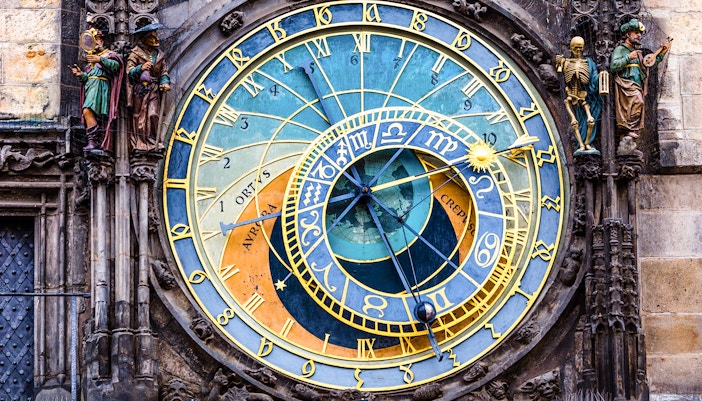 Detail of the Clock Dial at Prague Astronomical Clock in the Old Town,Prague