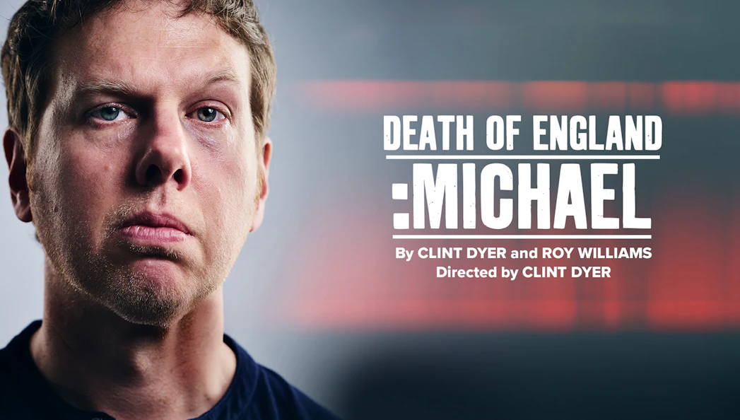 Close-up of a man with text "Death of England: Michael" by Clint Dyer and Roy Williams.