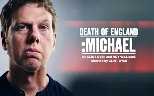 Close-up of a man with text "Death of England: Michael" by Clint Dyer and Roy Williams.