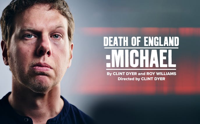 Close-up of a man with text "Death of England: Michael" by Clint Dyer and Roy Williams.