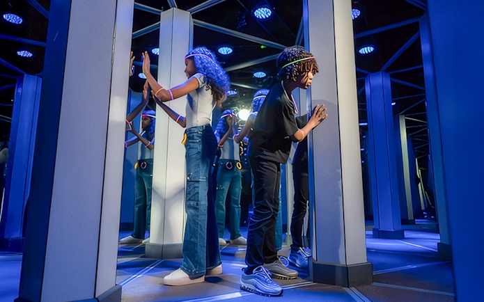 Kids exploring Mirror Maze at American Dream.