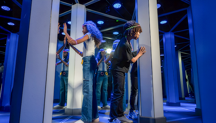 Kids exploring Mirror Maze at American Dream.