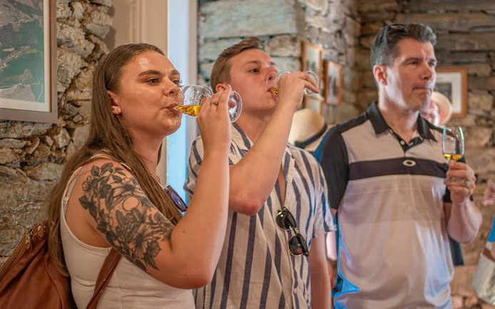 Tourists enjoying wine tasting in Douro Valley, Portugal.