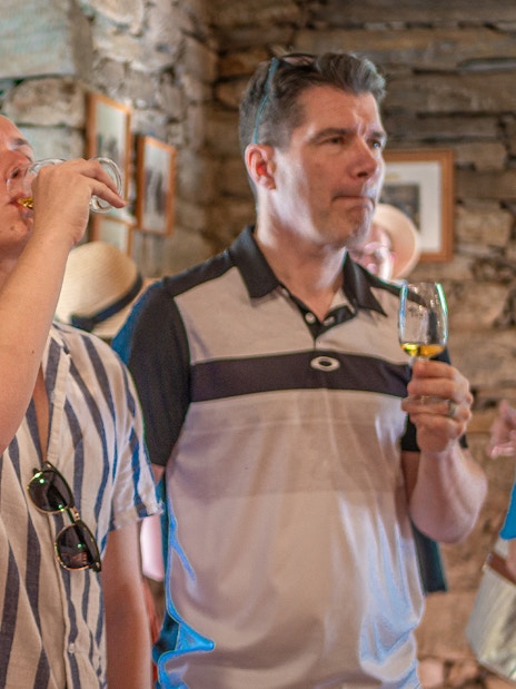 Tourists enjoying wine tasting in Douro Valley, Portugal.