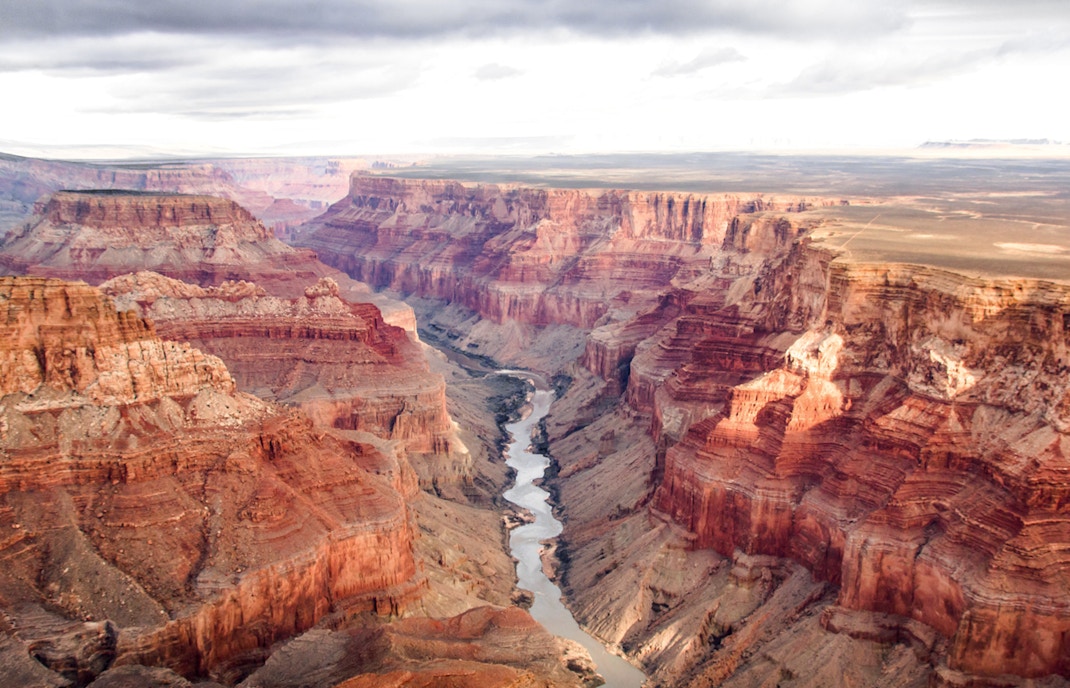 Aerial view of Grand Canyon's South and North Rim, Arizona.