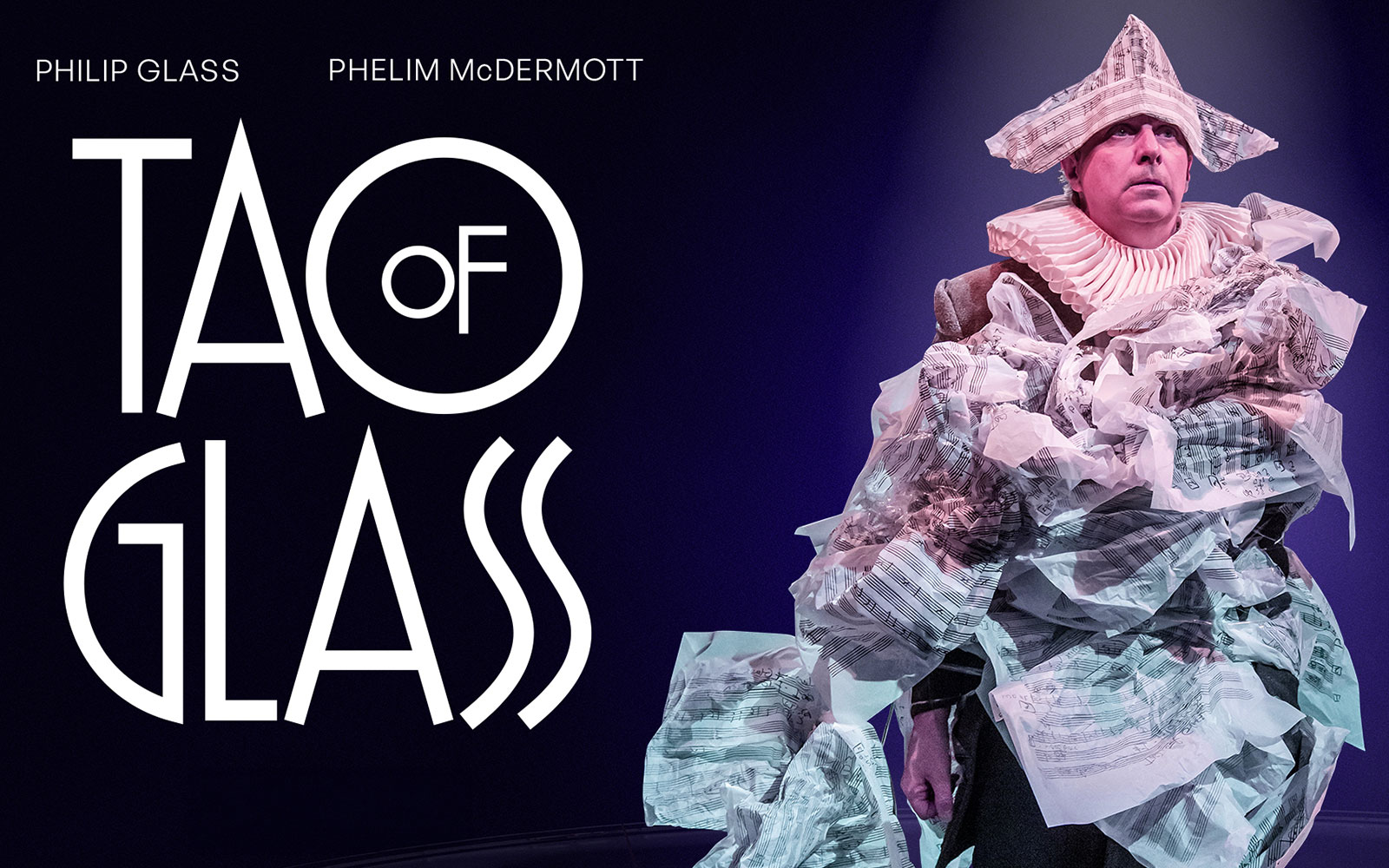 Tao of Glass performance with actor in costume, Westend.