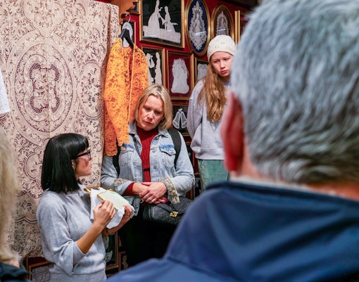 Vaporetto on Venice canal near Museums of the Islands, Italy.