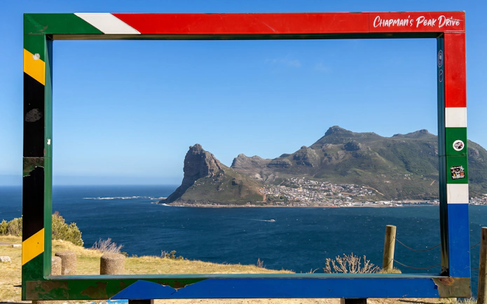 Chapman's Peak Drive view of Cape of Good Hope coastline, Cape Town.