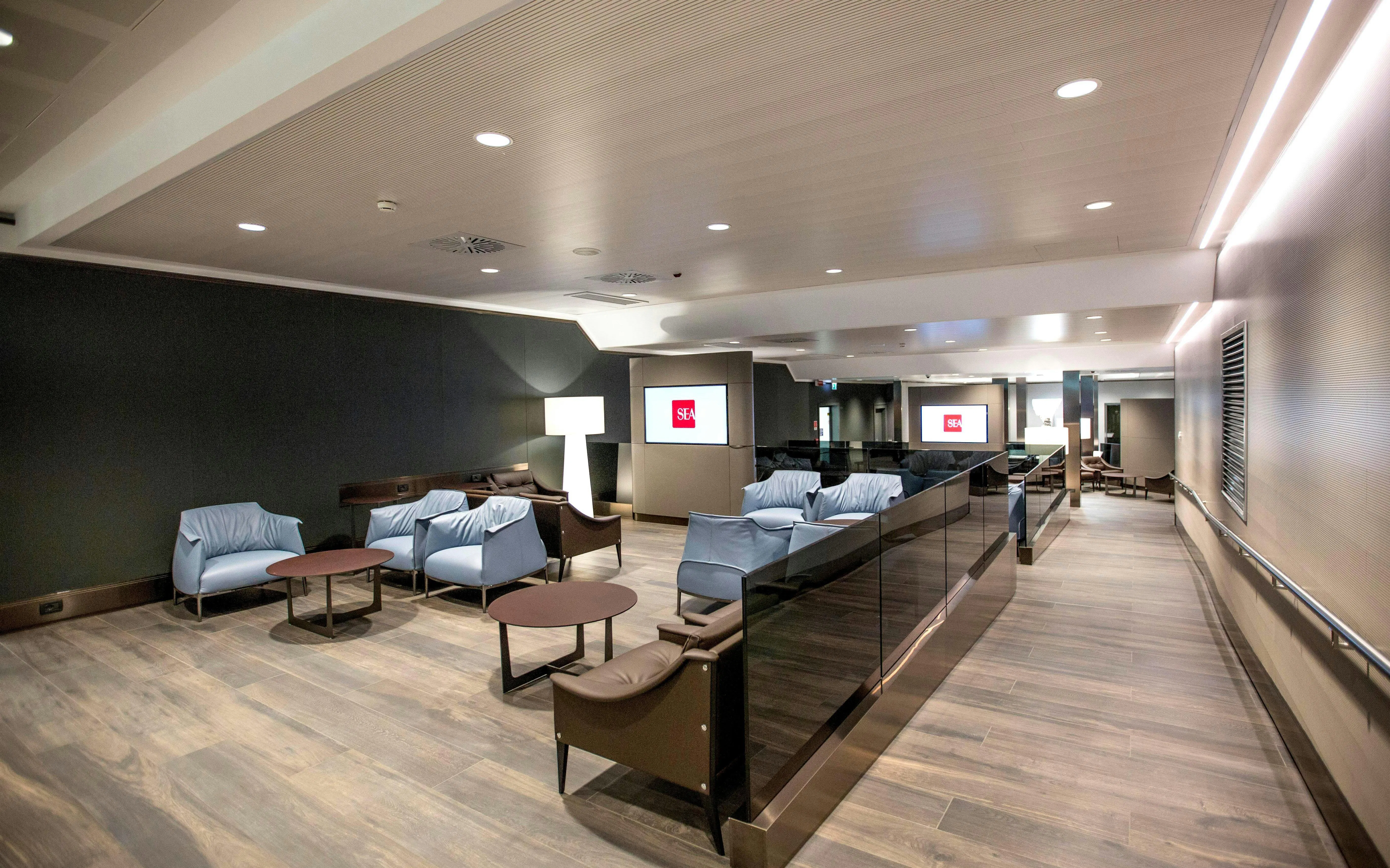 Leonardo Exclusive Lounge seating area, Linate Airport Main Terminal, Milan.