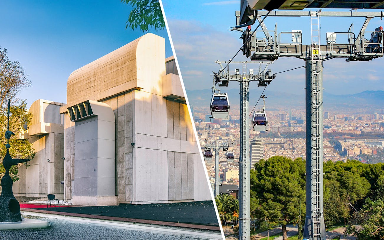 Joan Miró Foundation and Montjuïc Cable Car in Barcelona.
