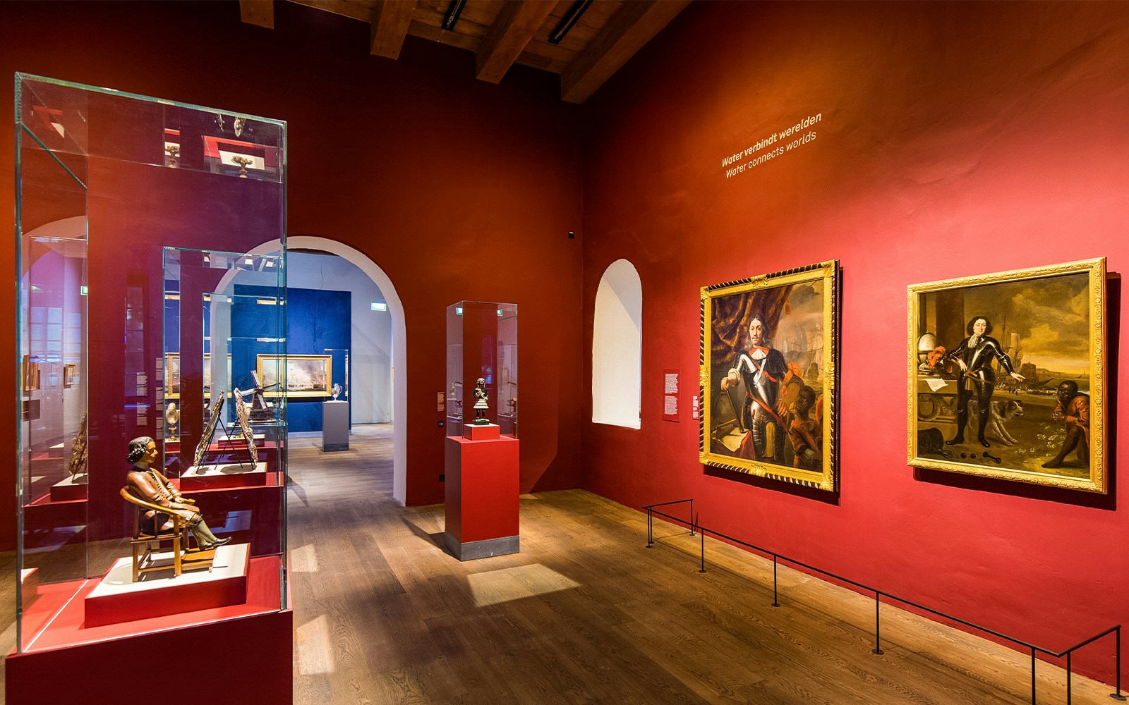 Maritime Museum Amsterdam exhibit featuring historical ship models and navigation instruments.