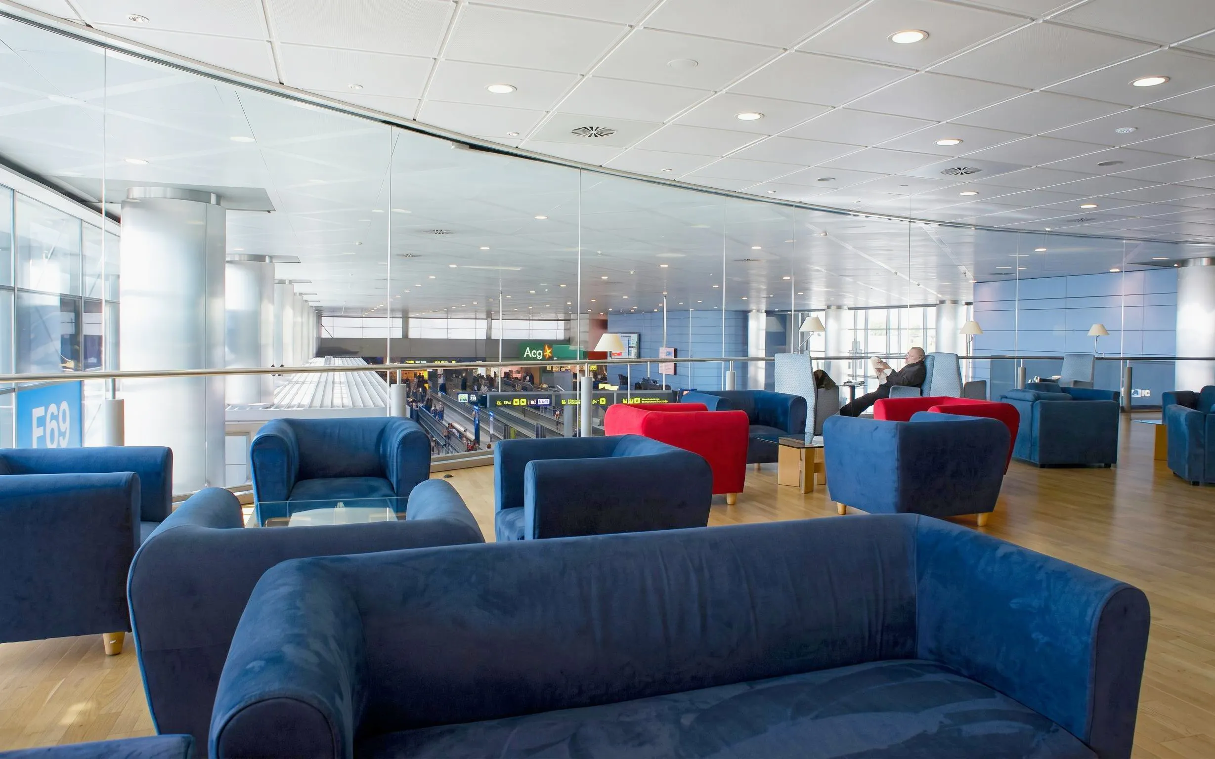 Sala VIP lounge seating area at Adolfo Suarez-Barajas Airport, Terminal 3, Madrid.