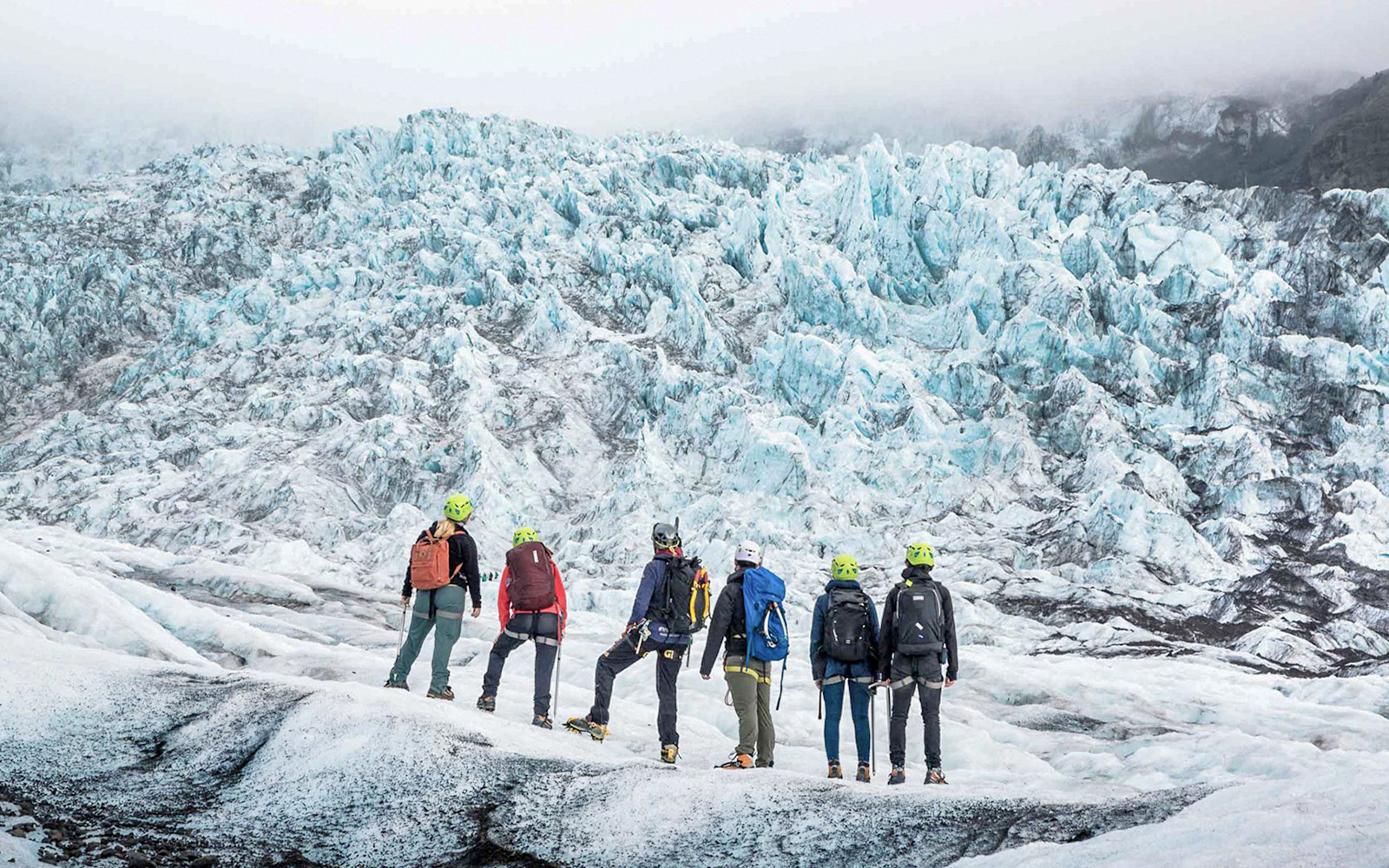 Guests trekking on Vatnajökull Glacier in Iceland.
