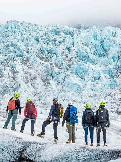 Guests trekking on Vatnajökull Glacier in Iceland.