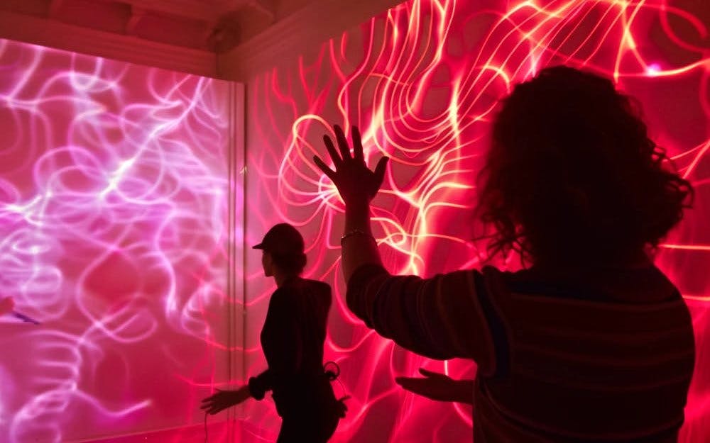Interactive light display at World of Illusion exhibit.