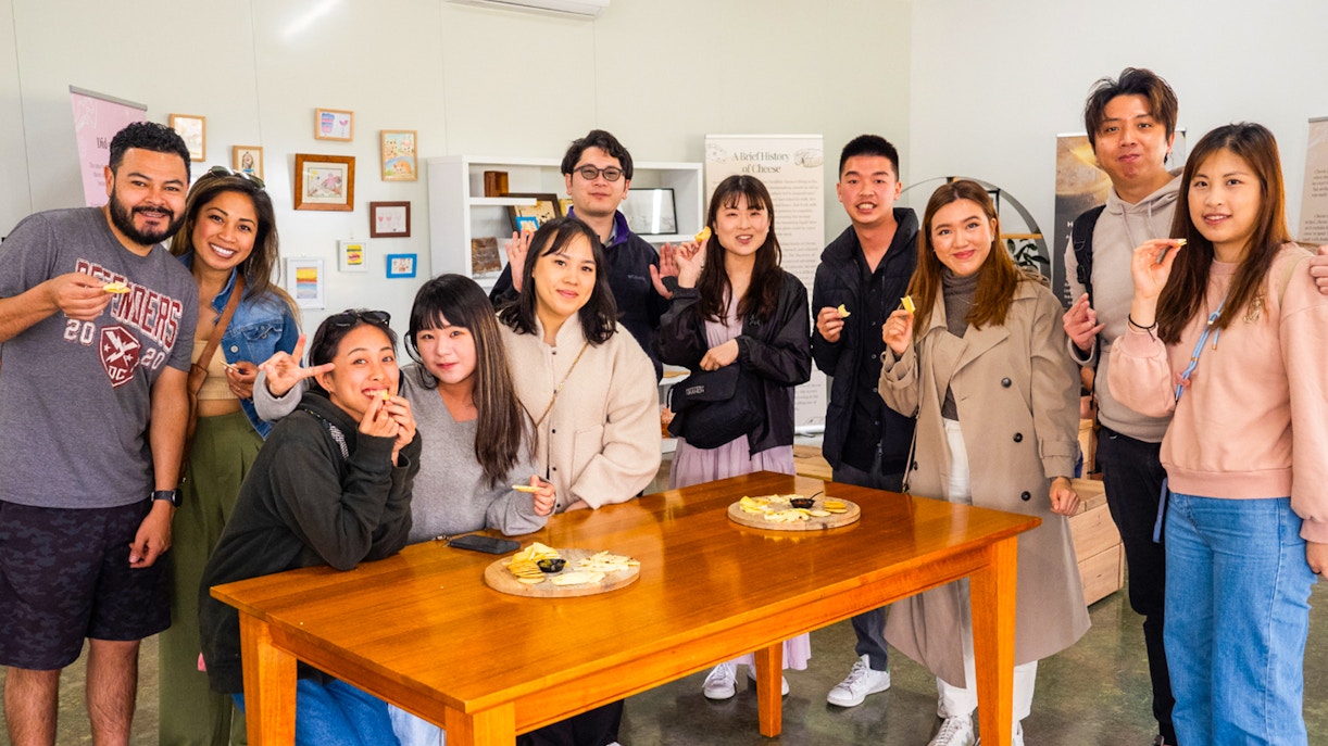 Group enjoying cheese tasting on Yarra Valley Full Day Grazing Tour.