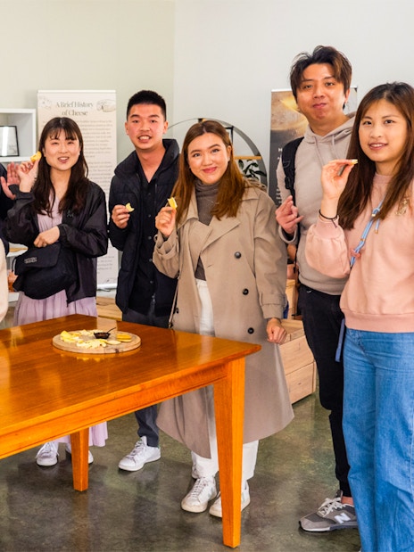 Group enjoying cheese tasting on Yarra Valley Full Day Grazing Tour.