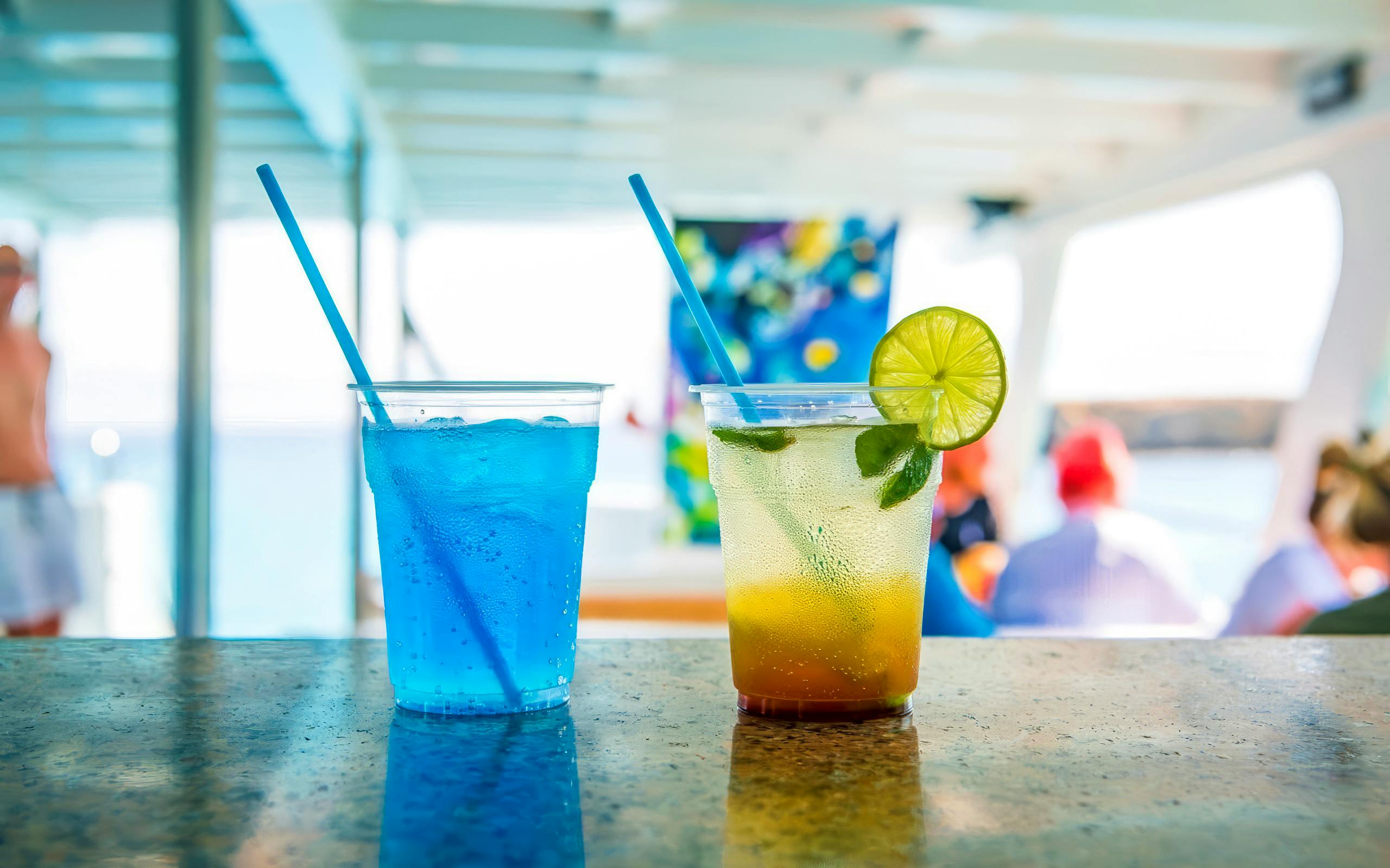 Refreshing drinks on a boat during Blue Lagoon cruise from Latchi, Mediterranean Sea.