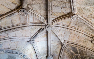 Gothic vaulted ceiling detail inside Belém Tower, Lisbon.
