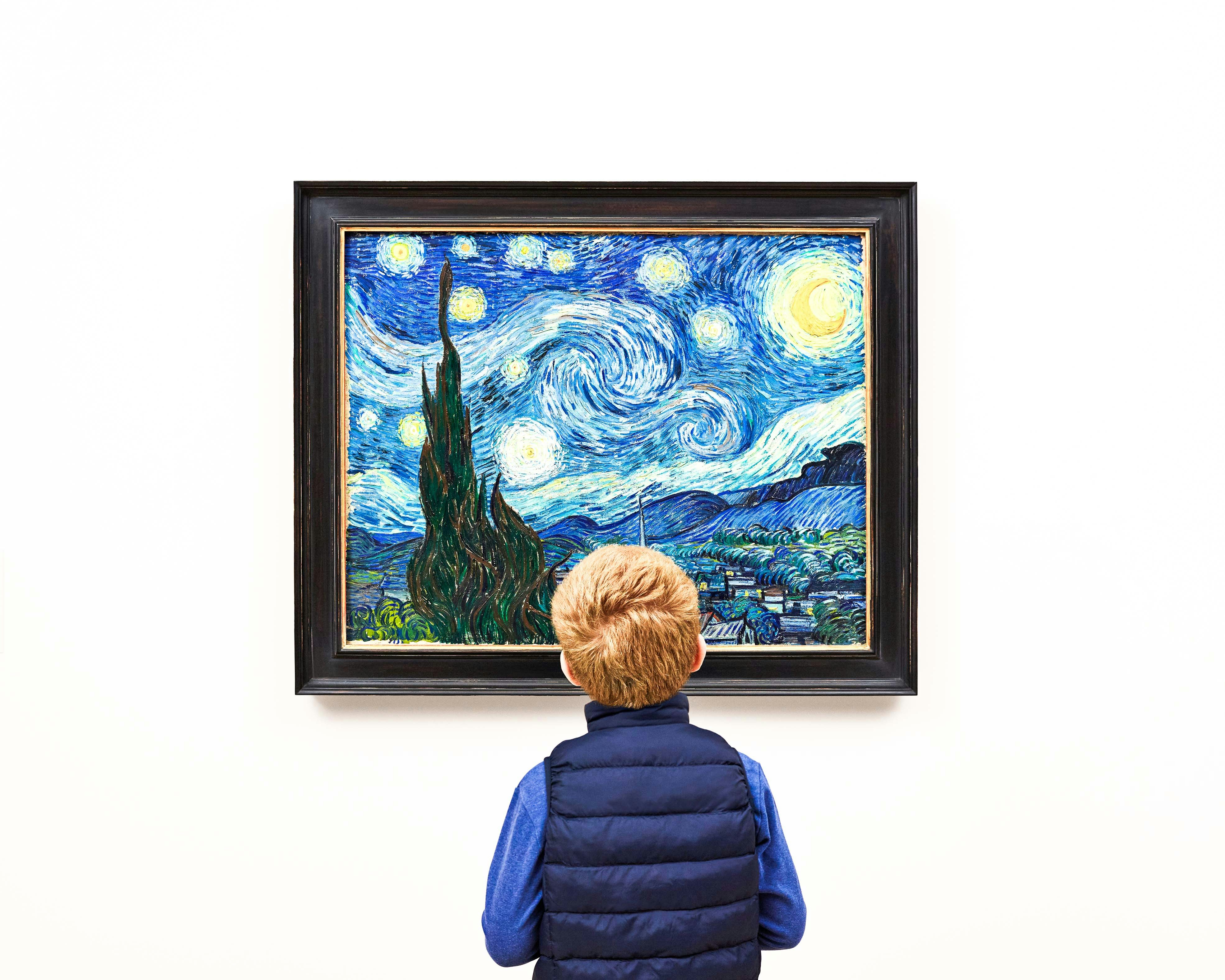 Starry Night painting by Van Gogh at MoMA exhibit, New York City.