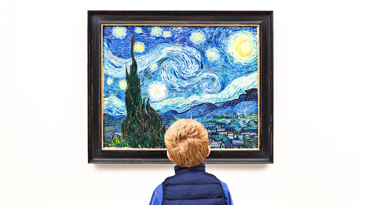 Starry Night painting by Van Gogh at MoMA exhibit, New York City.
