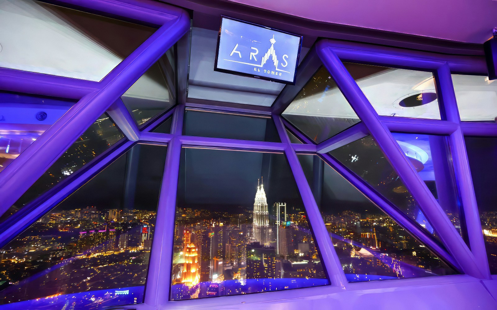 View of the city from ARAS restaurant in KL Tower, Kuala Lumpur