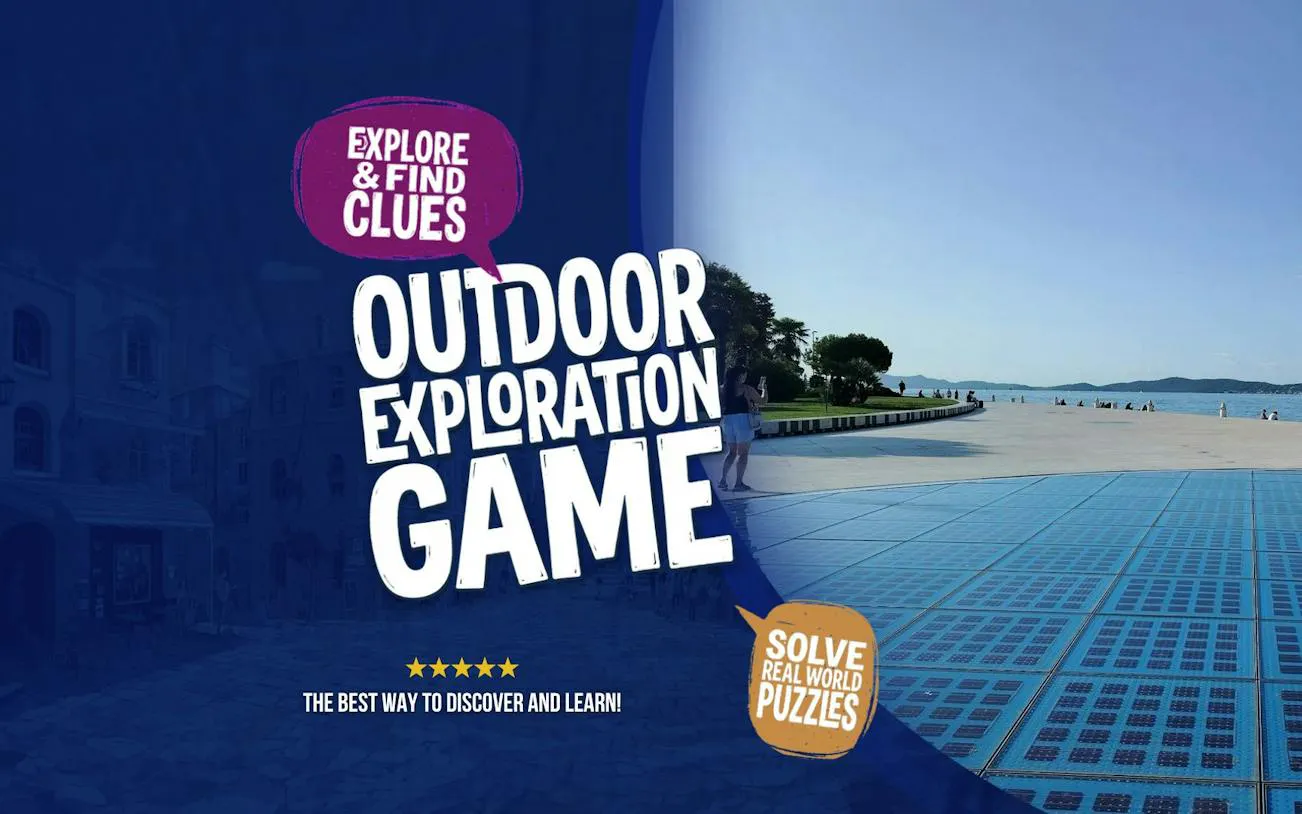 Outdoor exploration game in Zadar with clues and puzzles by the sea.