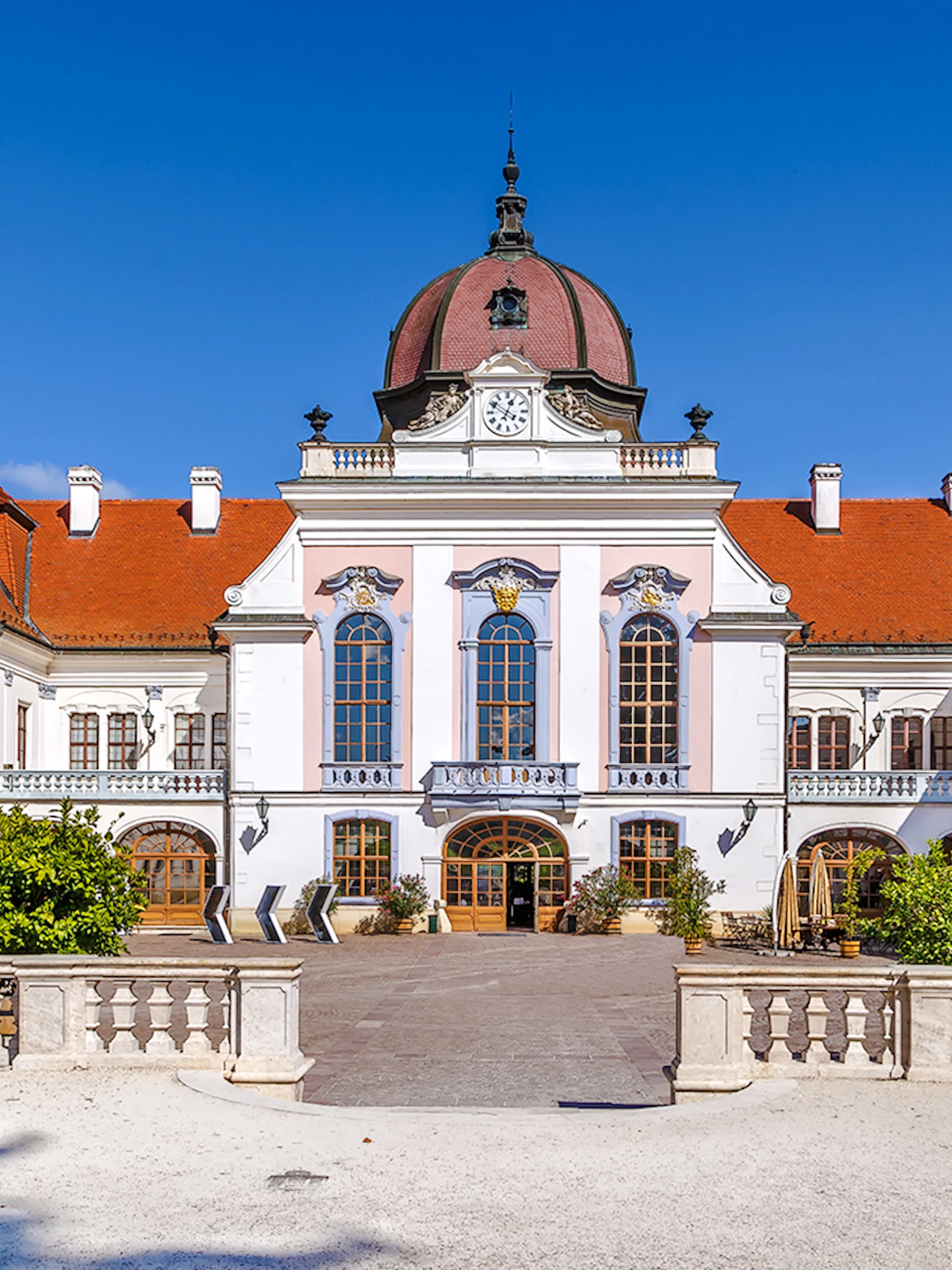 Royal Palace of Godollo courtyard with baroque architecture, Hungary.