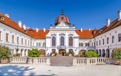 Royal Palace of Godollo courtyard with baroque architecture, Hungary.