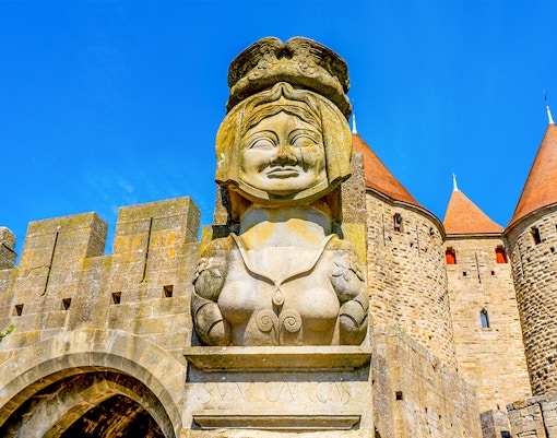 Sculpture of Lady Carcas at Carcassonne Castle