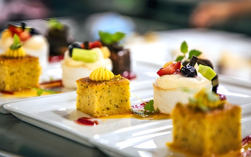 Fine dining desserts on Sydney Harbour cruise.