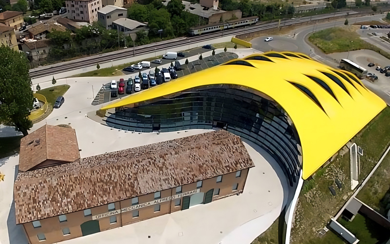 Enzo Ferrari House Museum with distinctive yellow roof in Modena, Italy.
