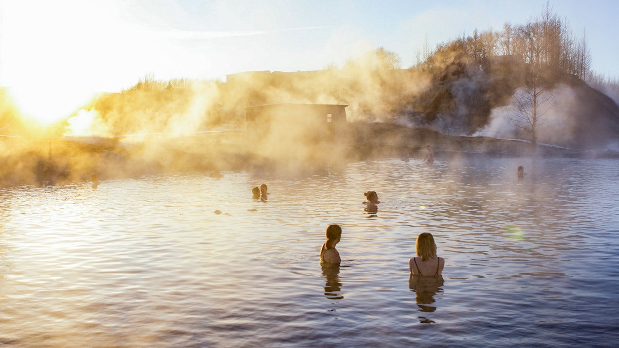 Guests enjoying bathing at Secret Lagoon