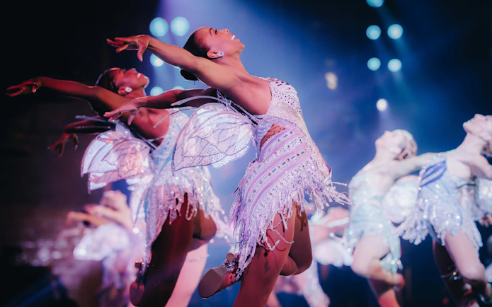Rockettes performing in Christmas Spectacular at Radio City Music Hall.