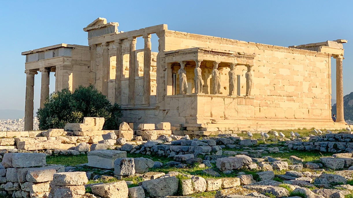 The Erechtheion is an ancient Greek temple of Ionic order located on the acropolis of Athens, north of the Parthenon.