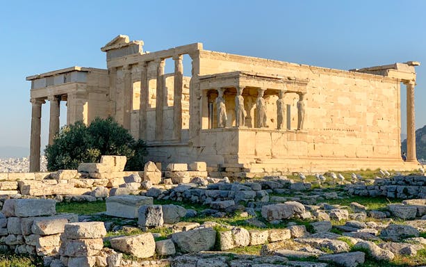 Erechtheion temple with Caryatids on Acropolis, Athens, Greece.