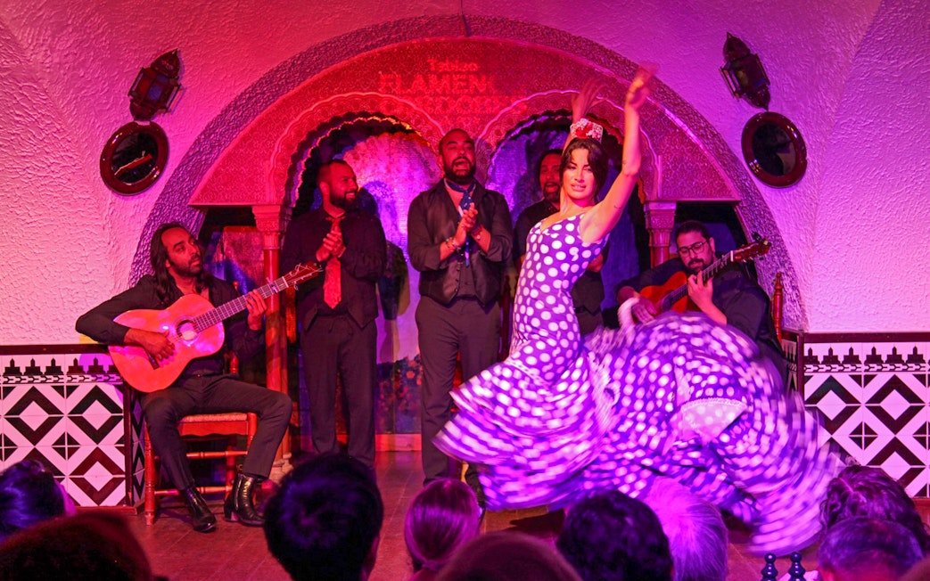 Flamenco dancers performing at Tablao Cordobes, Barcelona.