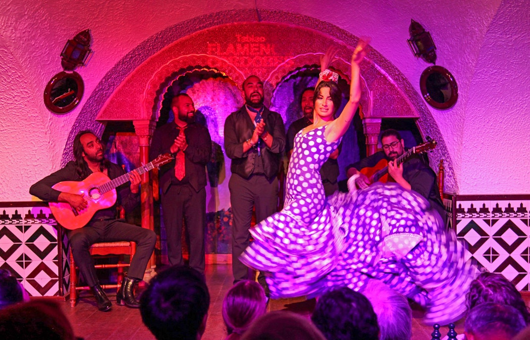Flamenco dancers performing at Tablao Cordobes in Barcelona.