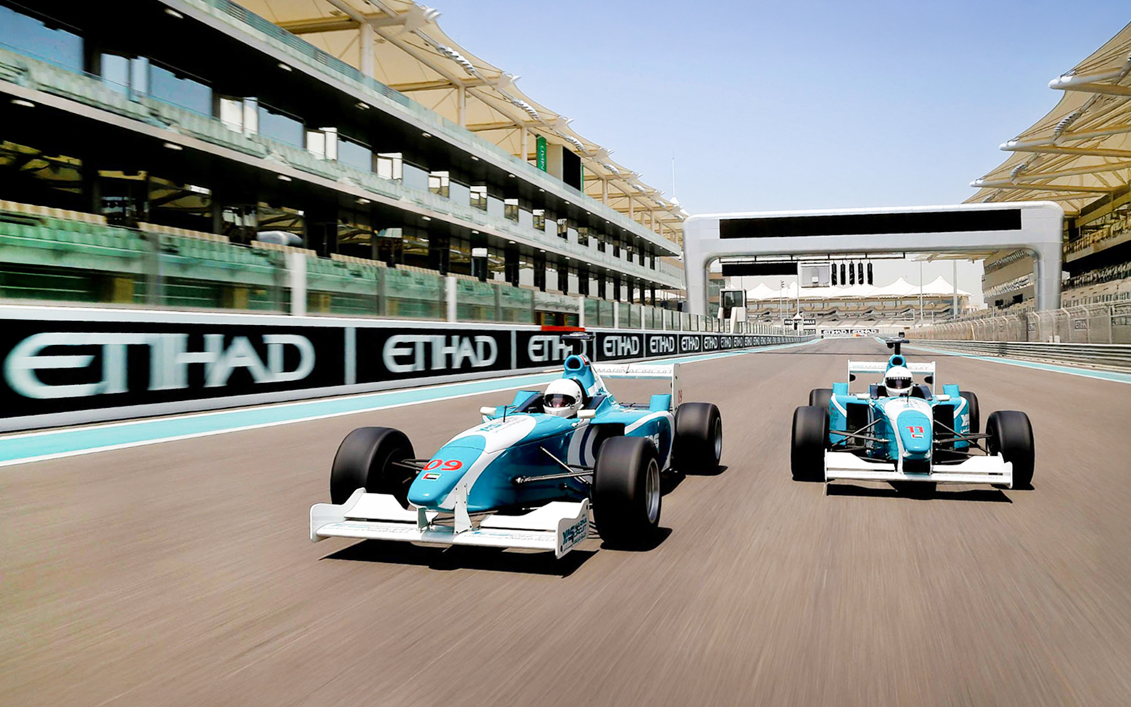 Race cars on Yas Marina Circuit during FORMULA YAS 3000 Driving Experience, Abu Dhabi.