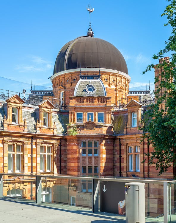 Royal Observatory Greenwich dome and historic architecture in London.