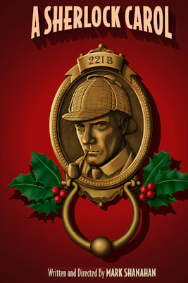 Sherlock Holmes illustration with pipe and holly, titled "A Sherlock Carol.