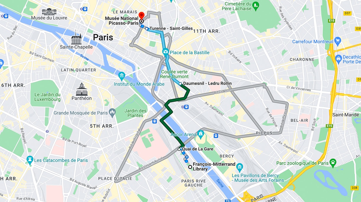 Getting to National Picasso Museum via Bus Map
