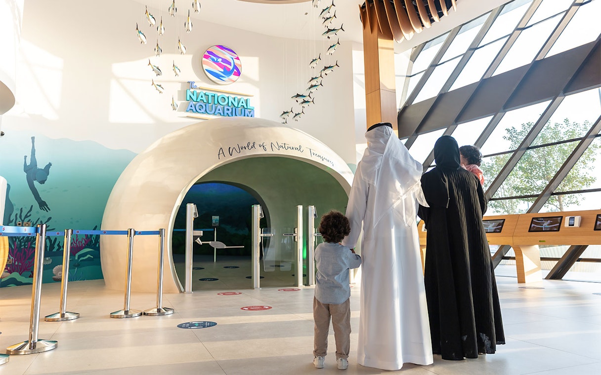 Visitors entering the National Aquarium Abu Dhabi at Al Qana.