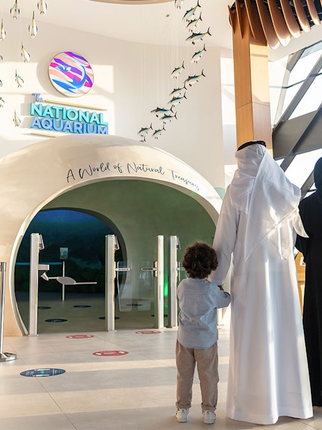 Visitors entering the National Aquarium Abu Dhabi at Al Qana.