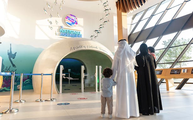 Visitors entering the National Aquarium Abu Dhabi at Al Qana.