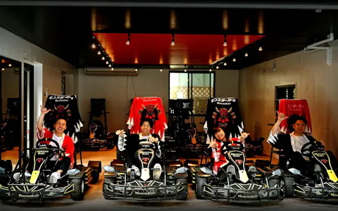 Tourists in costumes ready for a 60-minute karting experience in Shibuya, Tokyo.