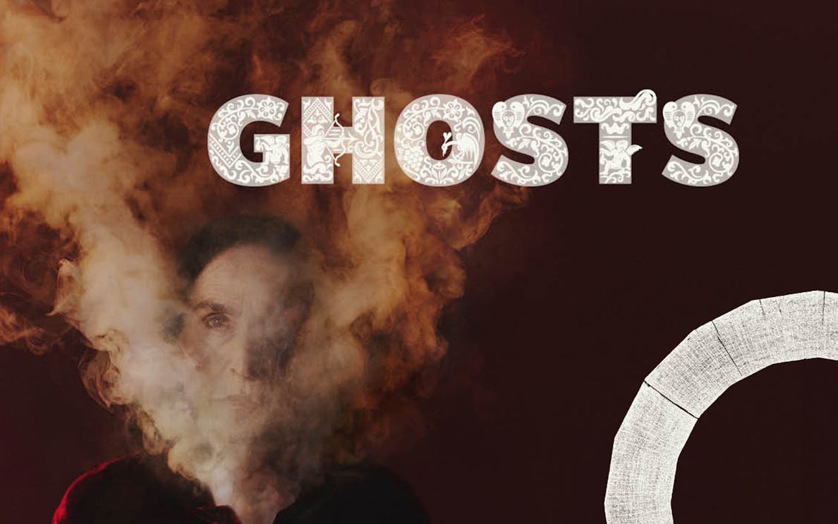 Mysterious face emerging from smoke with "Ghosts" text above.