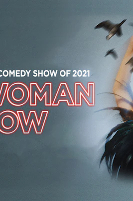 One Woman Show poster with performer and birds in motion.