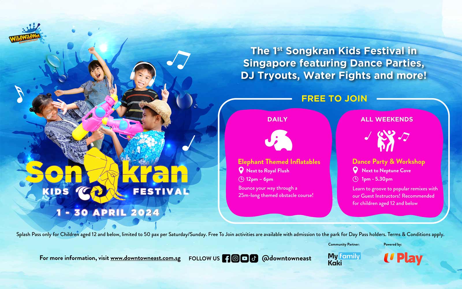 Songkran Kids Festival at Wild Wild Wet Singapore with water fights and dance parties.