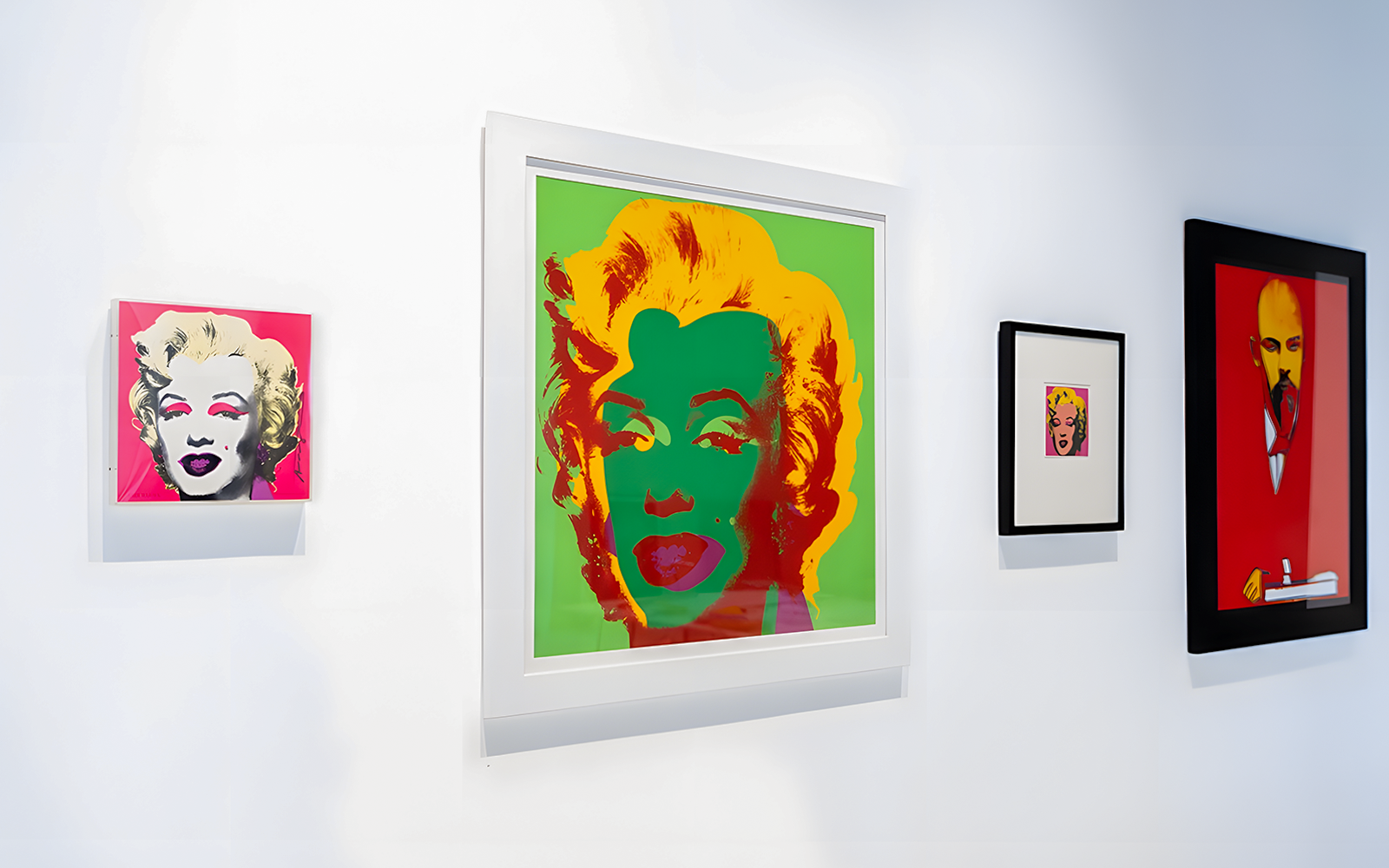 Andy Warhol pop art pieces displayed at The Glam Factory, Dubai exhibit.